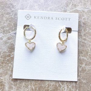 NEW Gold Rose Quartz Ari Heart Huggie Earrings